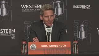 Kris Knoblauch addresses the media after the Game 4 win / 29.05.2024