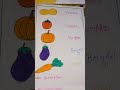 nursery project of 5 different vegetables with colours