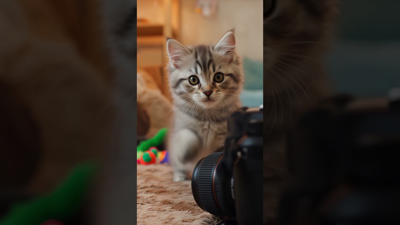 Kitten "raids" the camera! A super close-up adorable attack