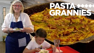 Enjoy Bianca's basil pesto lasagna with beans and potatoes | Pasta Grannies