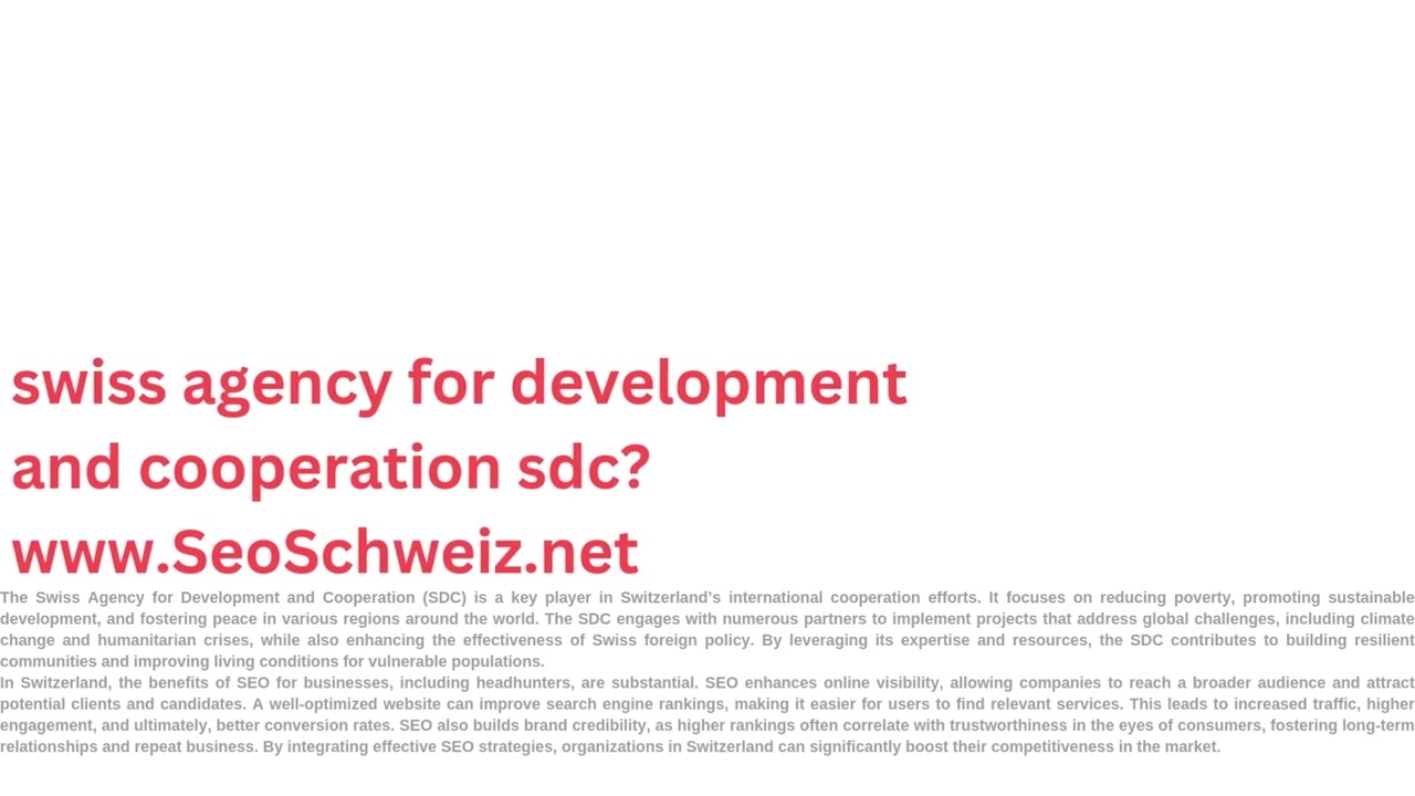 swiss agency for development and cooperation sdc? www.SeoSchweiz.net