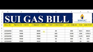 How To Make Sui Gas Bill In MS Excel # 41