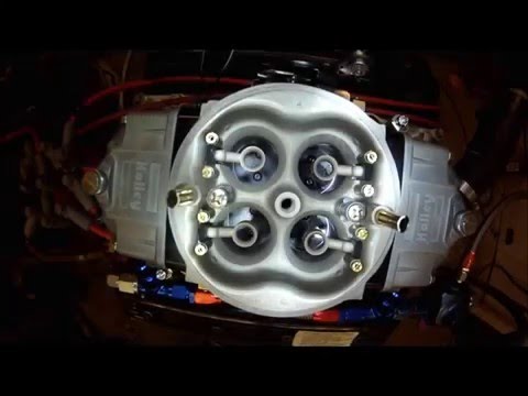 Overhead view of Holley 4 Barrel Carb on Engine Dyno