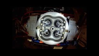 Overhead view of Holley 4 Barrel Carb on Engine Dyno