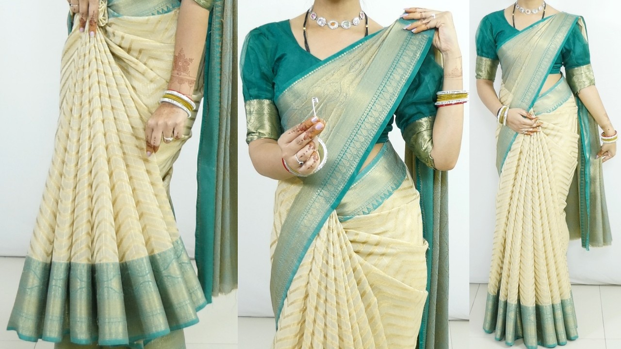 Cotton Saree - Hip Pleats Trick How to Look Slim Tall |Perfect Pleats Hack Steps Guide for Beginner
