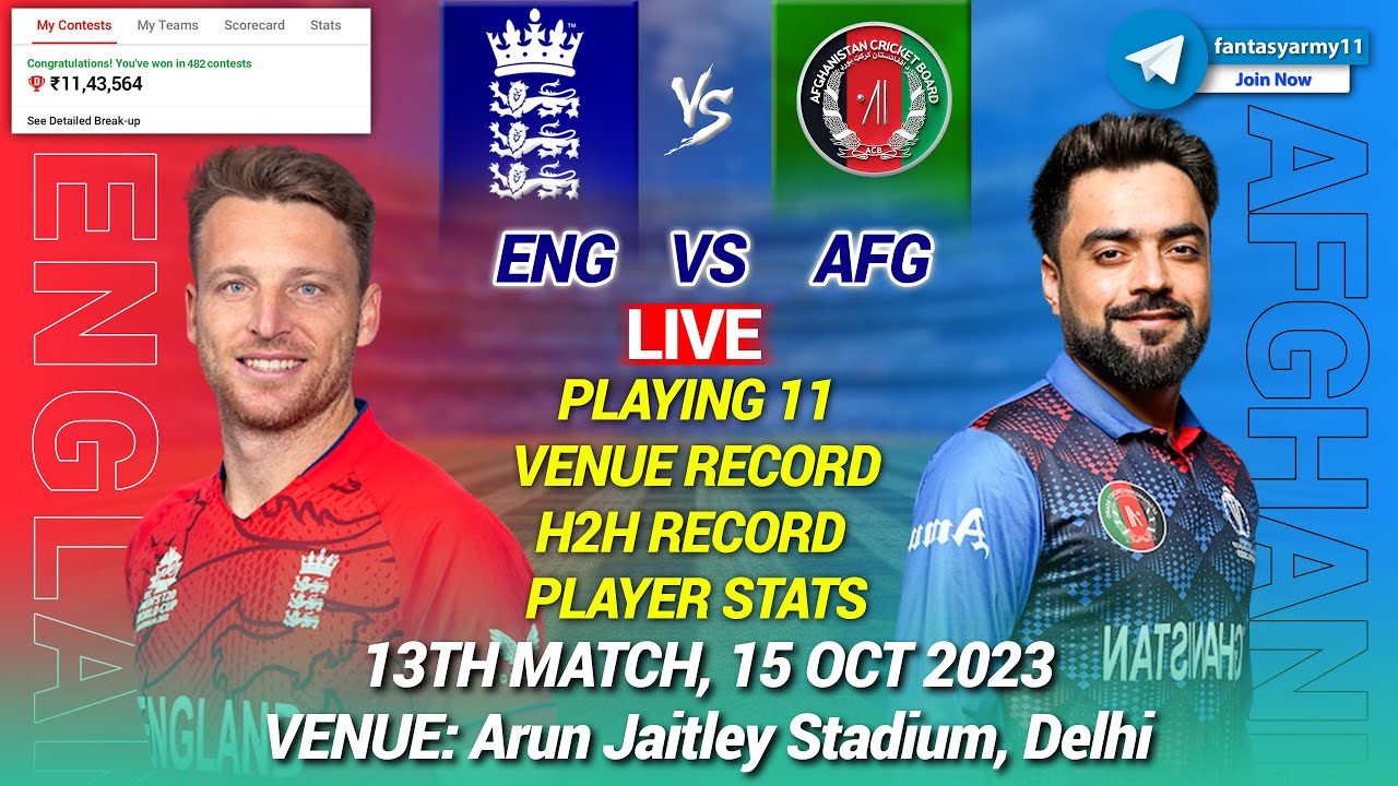 🔴LIVE ENG vs AFG Dream11 Live Prediction ENG vs AFG Dream11