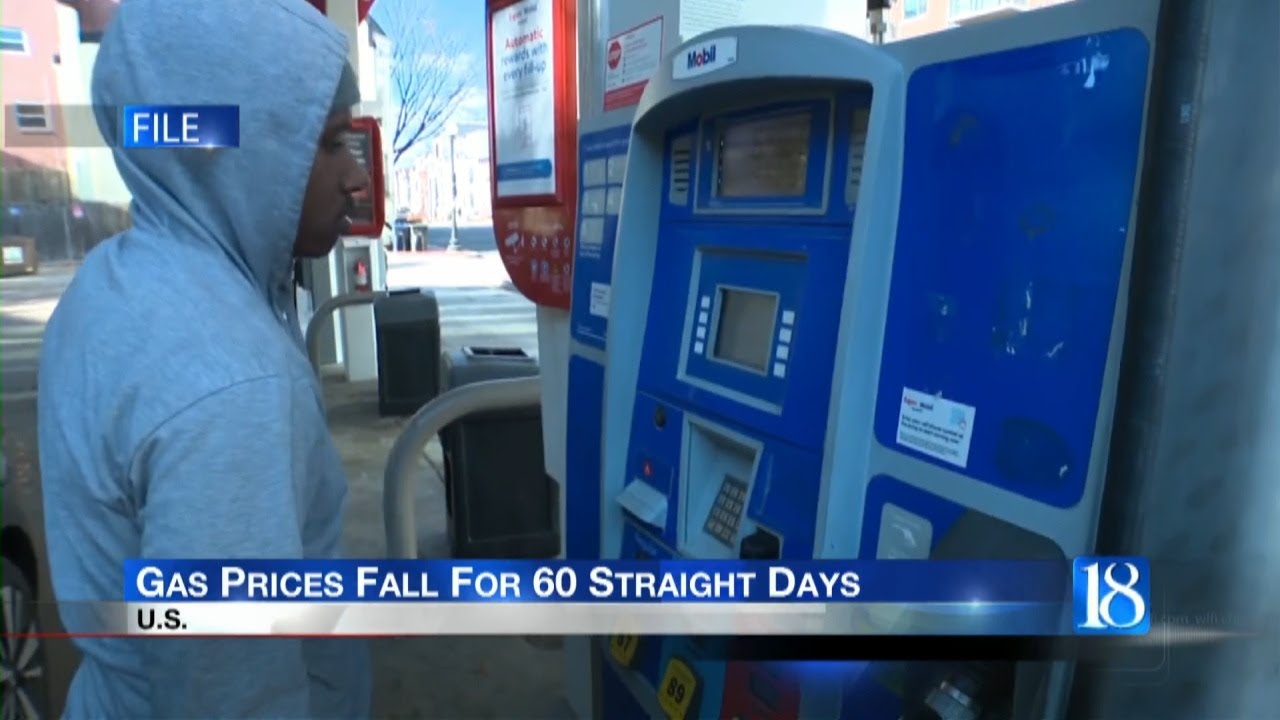 Gas prices fall For 60 straight days - YouTube