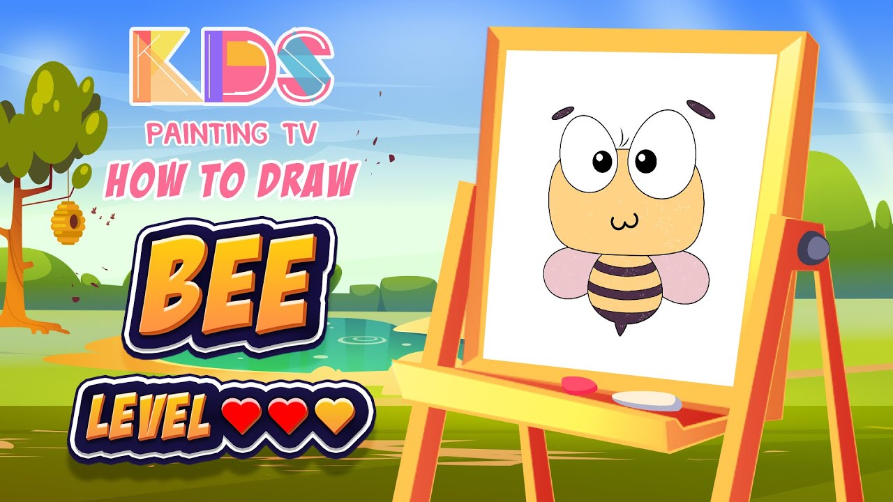 تعليم رسم النحلة للأطفال خطوة بخطوة | How to draw a cute bee for kids ...