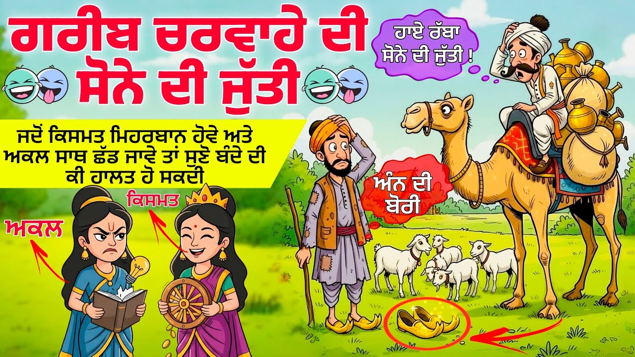 ਗਰੀਬ ਚਰਵਾਹੇ ਦੀ ਸੋਨੇ ਦੀ ਜੁੱਤੀ।ਅਕਲ ਅਤੇ ਕਿਸਮਤ ਦੀ ਲੜ੍ਹਾਈ।Punjabi story । Desi Story #motivation #punjabi