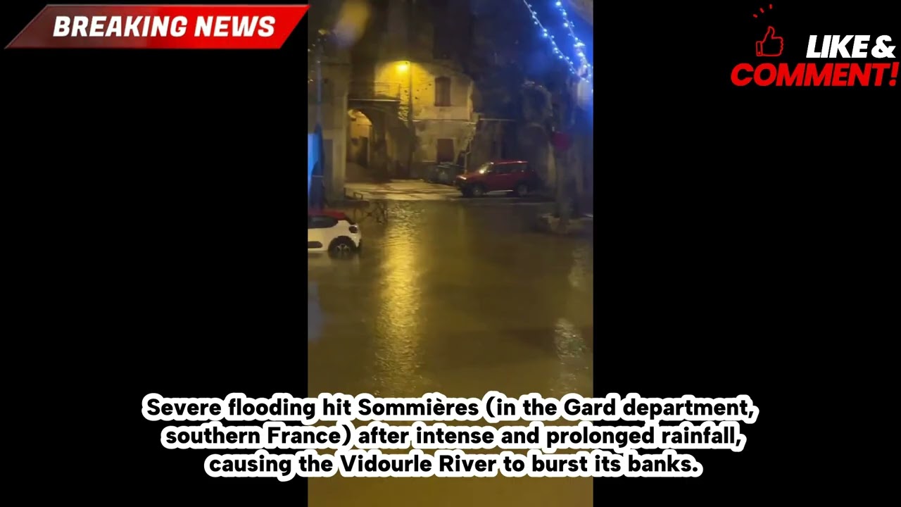 Heavy Flooding Hits Sommières, France 🇫🇷 | Vidourle River Overflows After Torrential Rain