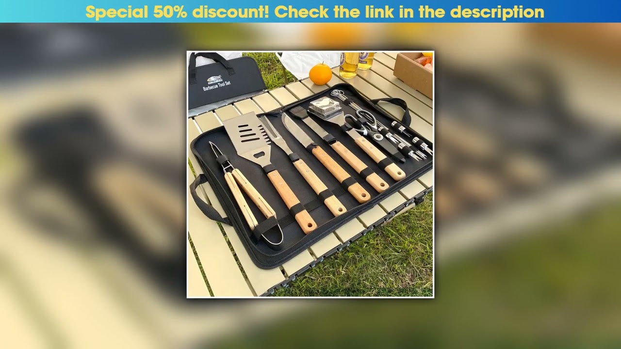 Review Outdoor Camping Barbecue Tool Combination Wooden Handle Fork Shovel Clip BBQ Accessories Clo