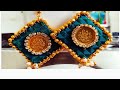 Diy khan earrings  how to make khancholi earrings  cotton fabric jewellery