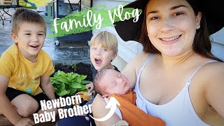 A Day in the Life with a Newborn Baby Brother Family of 5 Vlog