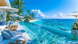 Sweet Summer Jazz at Morning Seaside Resort Ambience 🌊 Elegant Bossa Nova & Calm Waves Sound to Work