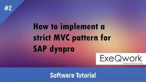 MVC Pattern for ABAP OO and Dynpro