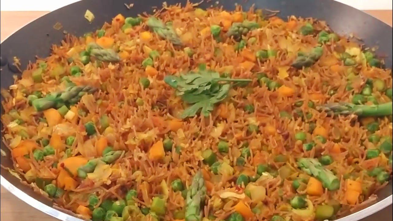 Fideuá con verduras 