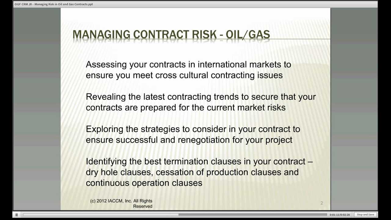 Fundamentals of Contracting in Oil and Gas Part One Online Training
