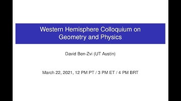 WHCGP: David Ben-Zvi, "Electric-Magnetic Duality between Periods and L-functions"