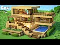 Minecraft: How to Build a Survival Wooden House Tutorial (Easy) #2 - Interior in Description!