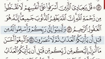 القرآن الكريم سورة الزمر من الآية 53 وحتى الآية 59