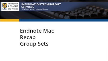 Managing groups with Group Sets in Endnote on Macintosh