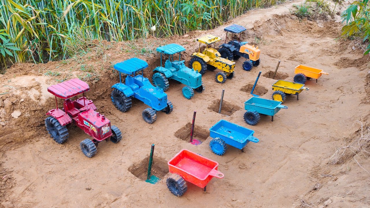 The Tractor Team Took Away Soil From The Square Pits. 