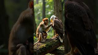 Monkey And Eagle Share A Peaceful Spring Moment