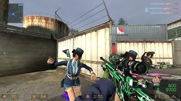 CS Source Port, 8 expert vs 15 normal bots, 15 round win match as a CT force.