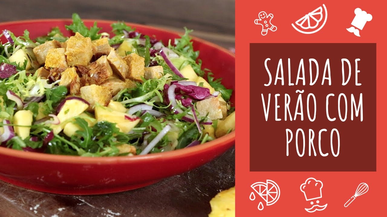 Salada fresca de verão com porco