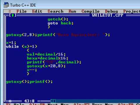 Turbo C Tutorial Part 7 (while loop & toupper/tolower) - YouTube