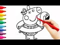 Peppa Pig Drawing and Coloring for Kids, Toddlers | Learn How to Draw and Colors