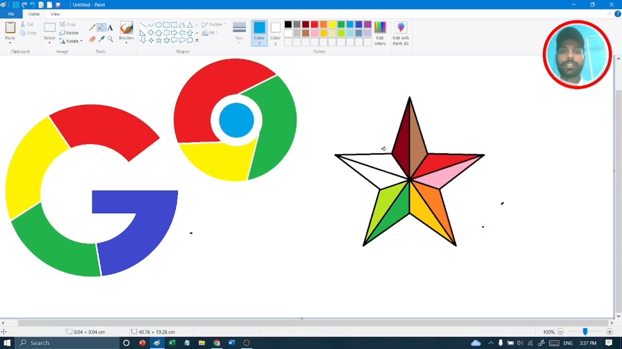 Ms Paint Me Drawing Karna Sikhe A to Z Chrome/Google/Star Logo banana sikhe