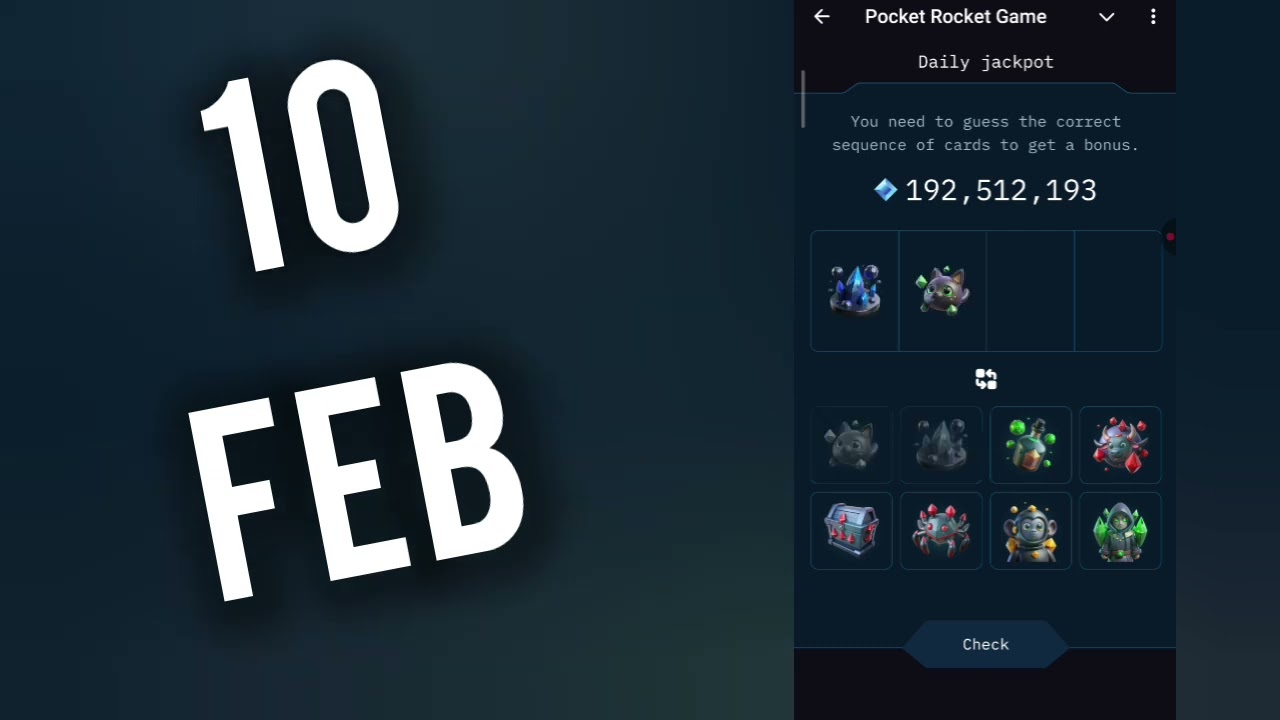 Pocket Rocket Daily Jackpot 10 February  | Today Pocket Rocket Daily Combo 