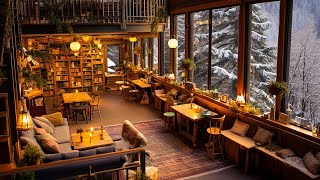 December Winter Jazz ❄ Coffee Shop Ambience with Relaxing Smooth Jazz Music and Snow Falling