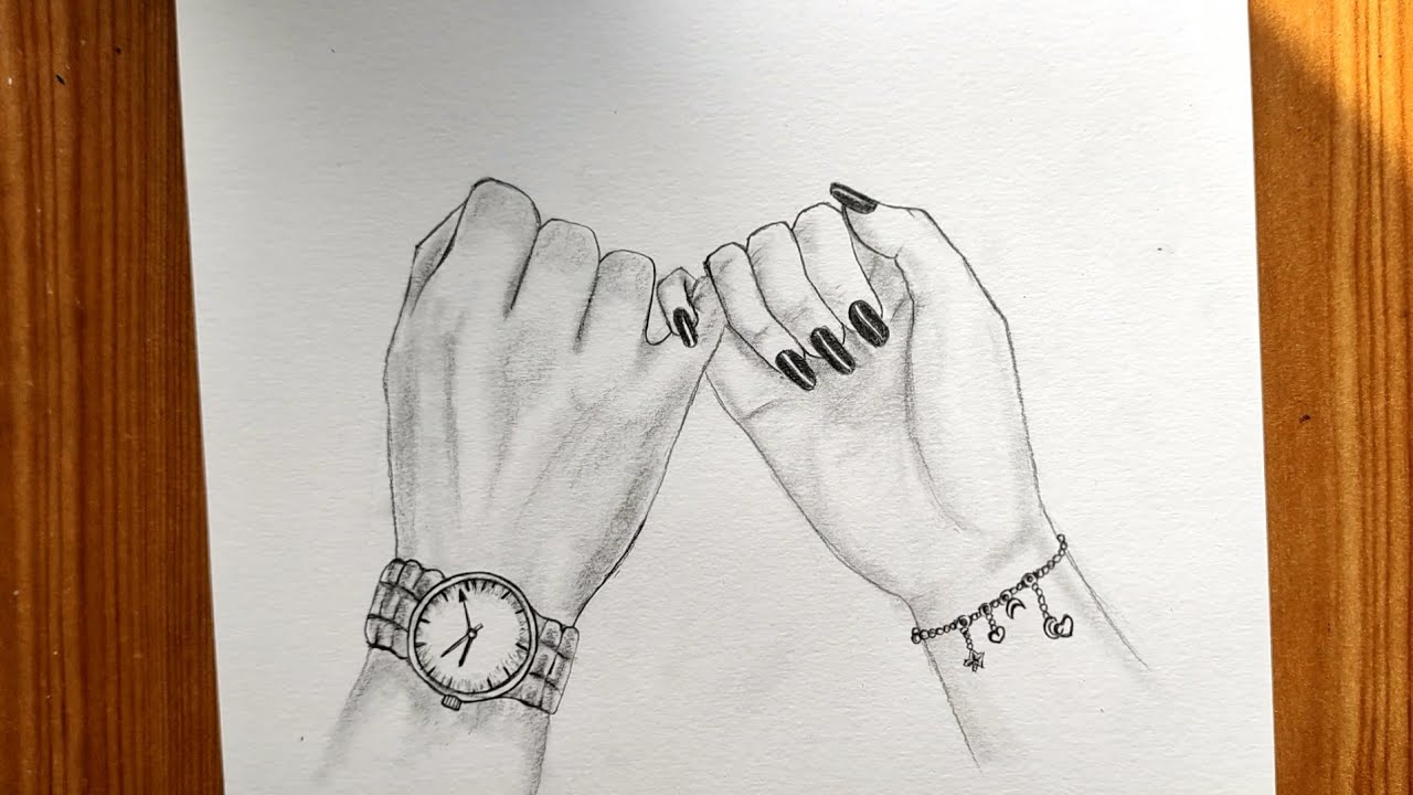 Easy way to draw couple hands||step by step drawing tutorial for beginners ||couple pencil sketch 