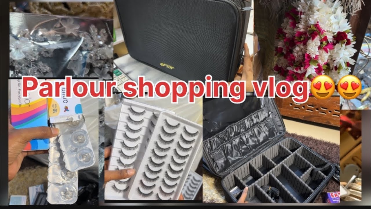 Parlour shopping vlog😍😍l makeup l vanity l lence lashes hair esseriese hair extension e.t.c