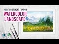 Watercolor landscape. Painting demonstration.