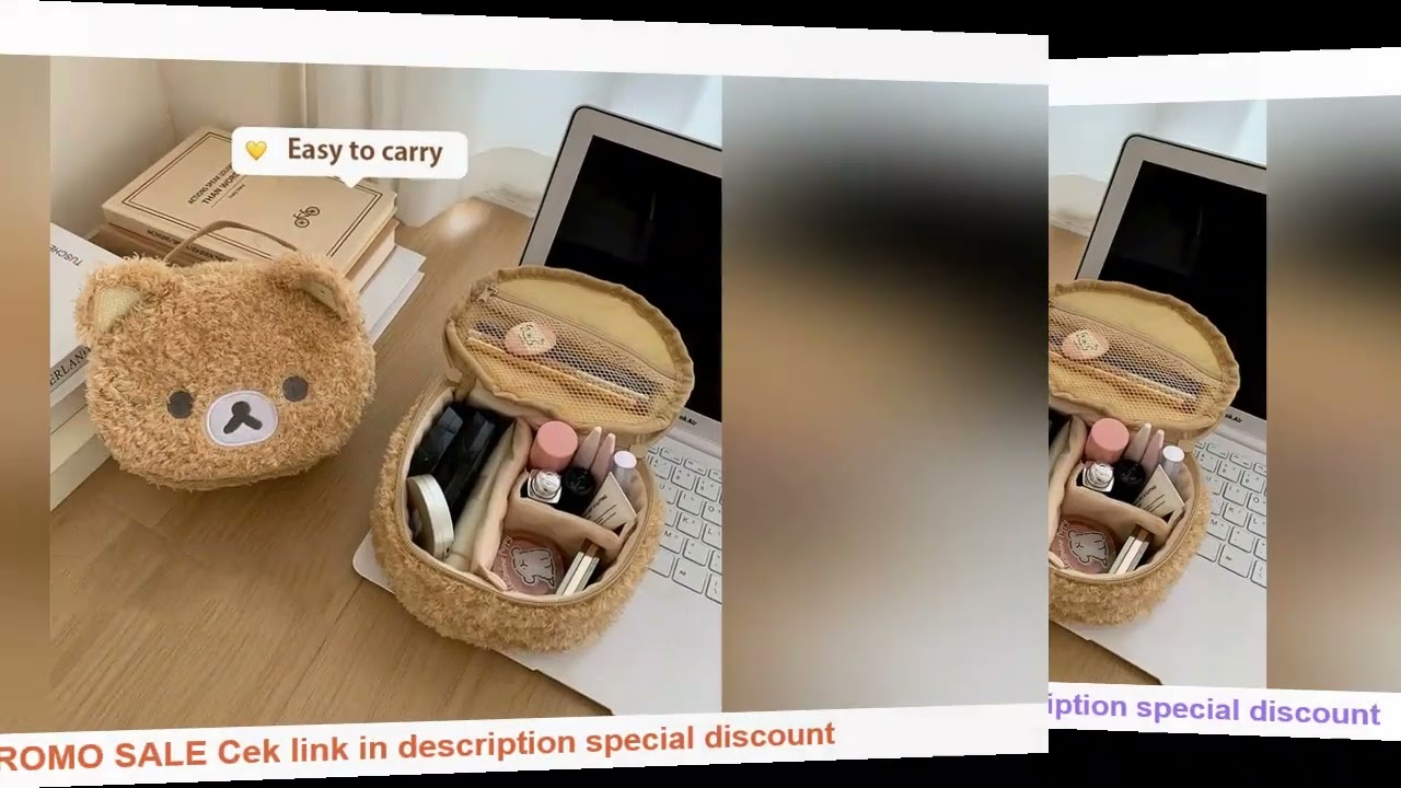 Plushes Makeup Case Anime Relaxed Bear Cosmetic Bag Women Jewelry Storage Pouch Girl Organizer Handb