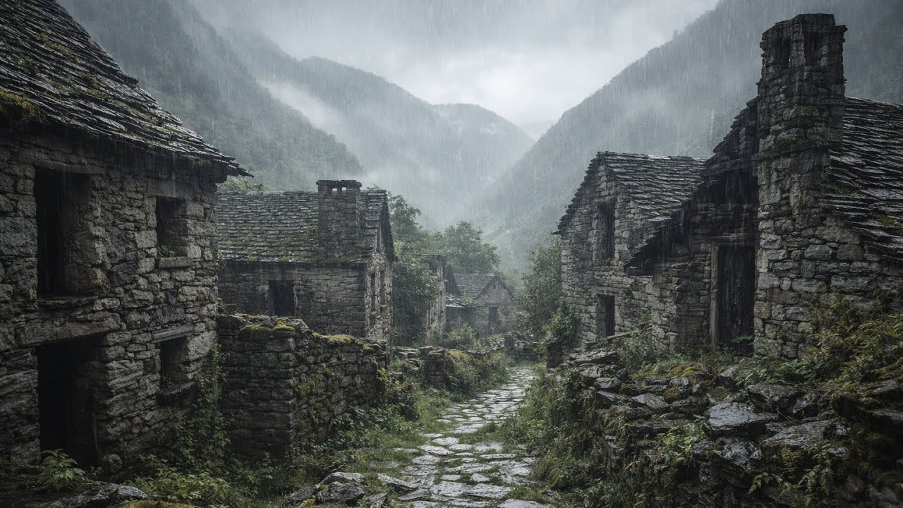 Abandoned 300-year-old Swiss Stone Village on a Rainy Autumn Day 🇨🇭Walking Tour 4K 
