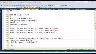 Basic Overview On How to Create Table Variable using SQL Server Development