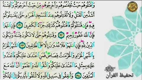 سورة البقرة                                                📝صفحة ٣٠🗓من  الأية (١٩١)  إلى الأية (١٩٦)
