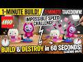 LEGO 1 Minute Assemble & Destroy Lego Gabby's Dollhouse DJ Catnip Cakey Cat DJ Catnip's Music Stage