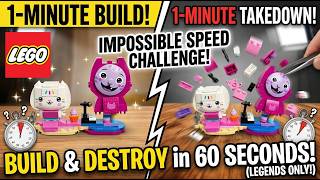 LEGO 1 Minute Assemble & Destroy Lego Gabby's Dollhouse DJ Catnip Cakey Cat DJ Catnip's Music Stage
