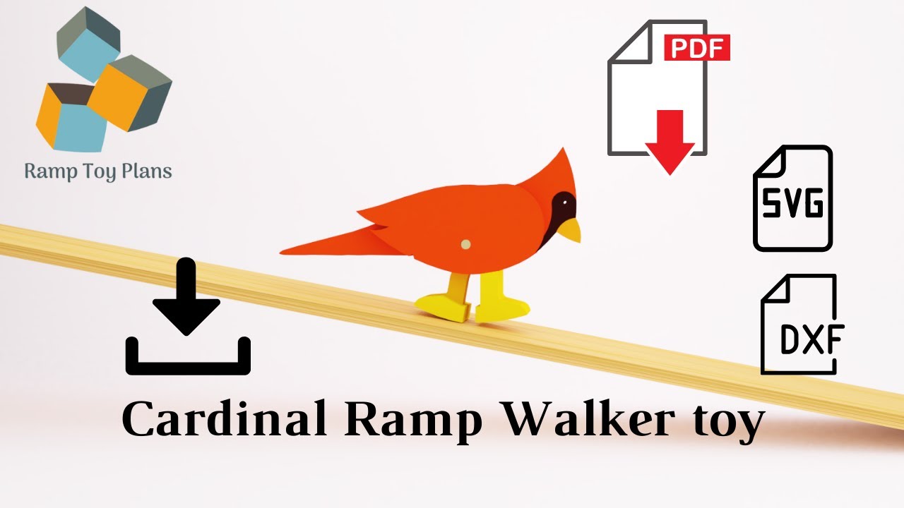 Ramp walker Cardinal Toy DIY Patterns and Vectors for CNC and Scroll