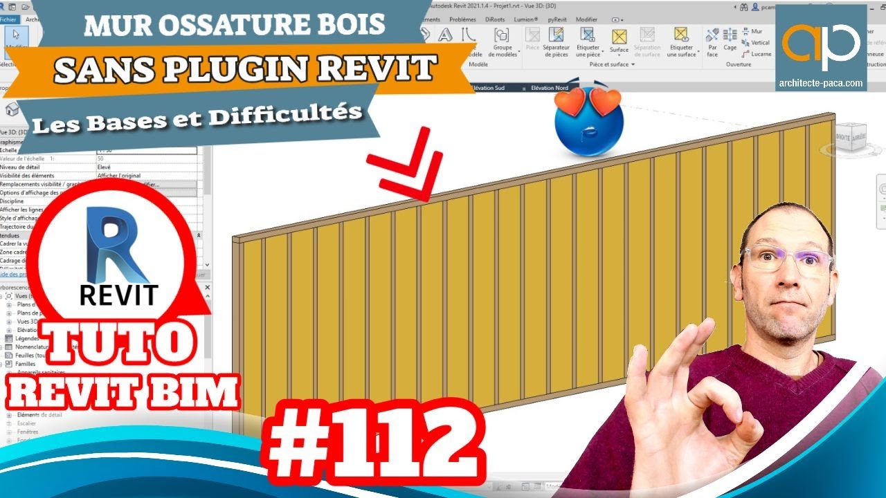🧱 Mur Ossature Bois pour maison et murs avec REVIT SANS plugin - Tuto Gratuit n°112