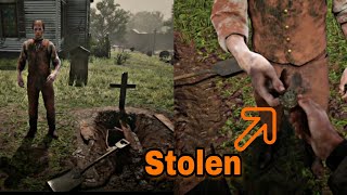 Stealing a diamond broach from a buried coffin at the cemetary (Red Dead Redemption 2)