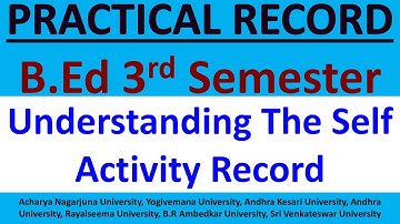 Understanding The Self Activity Record II B.Ed 3rd Semester Practical Record