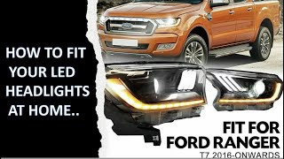 ( PX2 & PX3 ) FITTING OF MUSTANG STYLE LED HEADLIGHTS ONTO 2021 FORD RANGER. Auckland, New Zealand