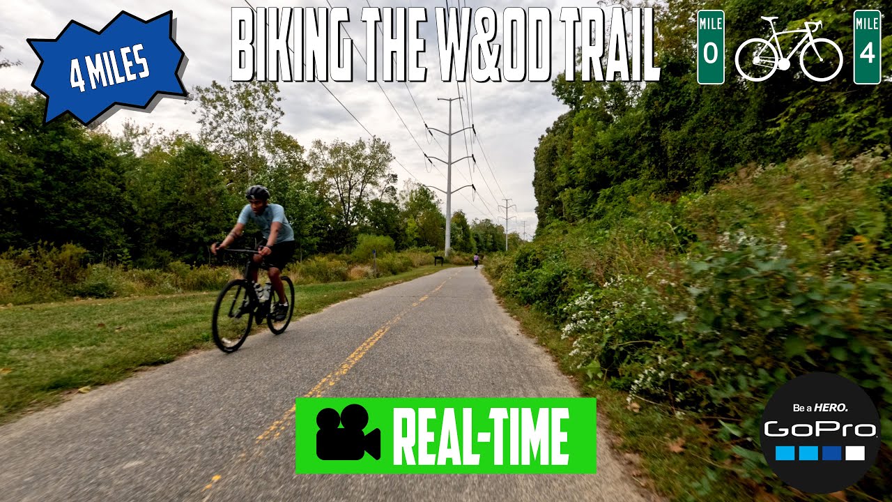 Biking the W&OD Trail (Mile Marker 0 to 4) - Arlington, Virginia (GoPro Real-Time)