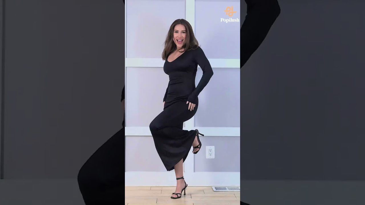 Built-In Shapewear Long Sleeve Cut-Out Back Shine Maxi Dress